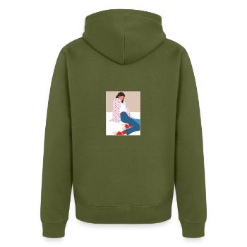 Fille de bande dessinée de haute couture - Veste à capuche bio Premium Unisexe - kaki - Dos - Nico (187cm)
