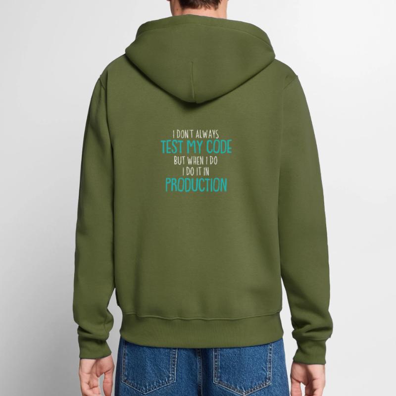 Cool Test Code Production Coder Shirt Gift Unisex Premium Bio Zip Hoodie