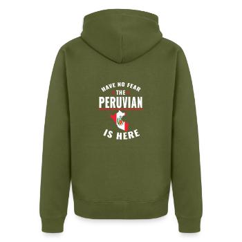N'ayez pas peur que le Péruvien soit ici - Veste à capuche bio Premium Unisexe - kaki - Dos - Nico (187cm)