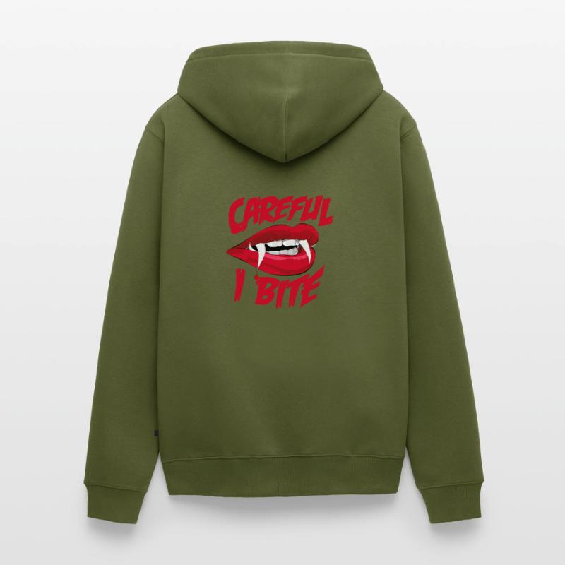 Attention I bite bite bite! Vampire dentition teeth Unisex Premium Organic Zip Hoodie
