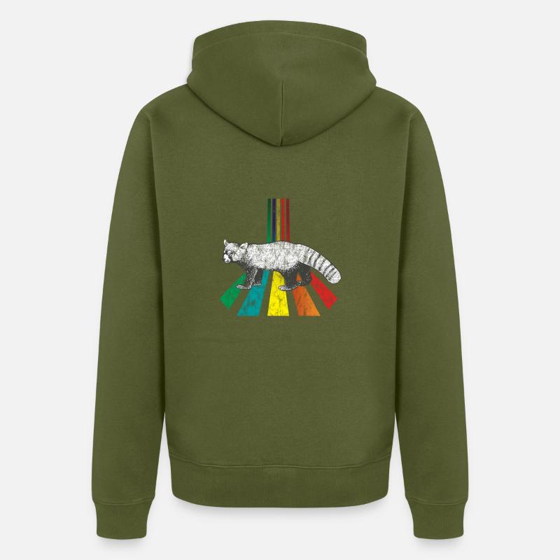 Petit panda arc-en-ciel utilisé - Veste à capuche bio Premium Unisexe - kaki