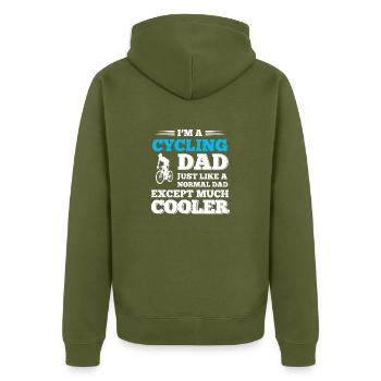 Cycling dad - Unisex Premium Bio Zip Hoodie - Khaki - Hinten - Nico (187cm)
