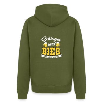 Schlager - Unisex Premium Bio Zip Hoodie - Khaki - Hinten - Nico (187cm)