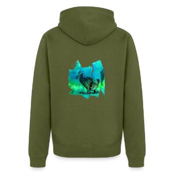 Dodo Dove Truthan T Shirt - Unisex Premium Organic Zip Hoodie - khaki - Back - Nico (187cm)
