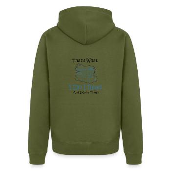 Bücher - Unisex Premium Bio Zip Hoodie - Khaki - Hinten - Nico (187cm)