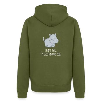 Hippopotame - Hippopotame - Hippopotame - Sarcasme - Veste à capuche bio Premium Unisexe - kaki - Dos - Nico (187cm)