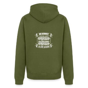 Krefeld T-Shirt - Unisex Premium Bio Zip Hoodie - Khaki - Hinten - Nico (187cm)