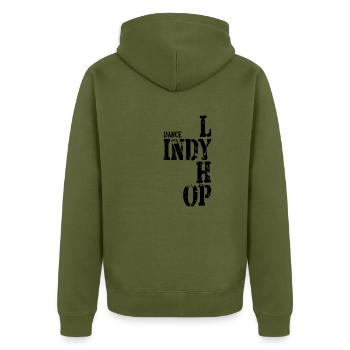 Dance Lindy Hop - Swing Tanz Retro Shirts - Unisex Premium Bio Zip Hoodie - Khaki - Hinten - Nico (187cm)