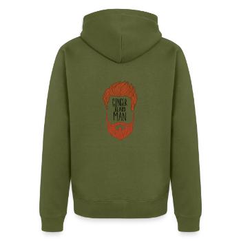 Bart Spruch Frisör Barber Ginger Redhead Geschenk - Unisex Premium Bio Zip Hoodie - Khaki - Hinten - Nico (187cm)
