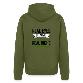 Weed - Unisex Premium Organic Zip Hoodie - khaki - Back - Nico (187cm)