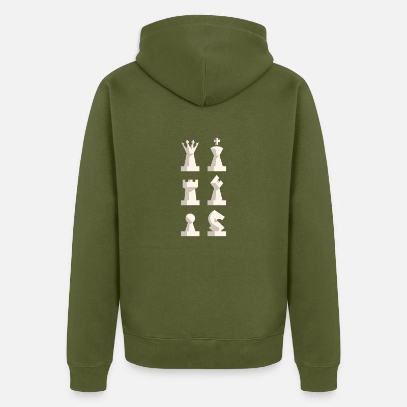 Pièces d’échecs - Échecs - Cadeau - Veste à capuche bio Premium Unisexe - kaki