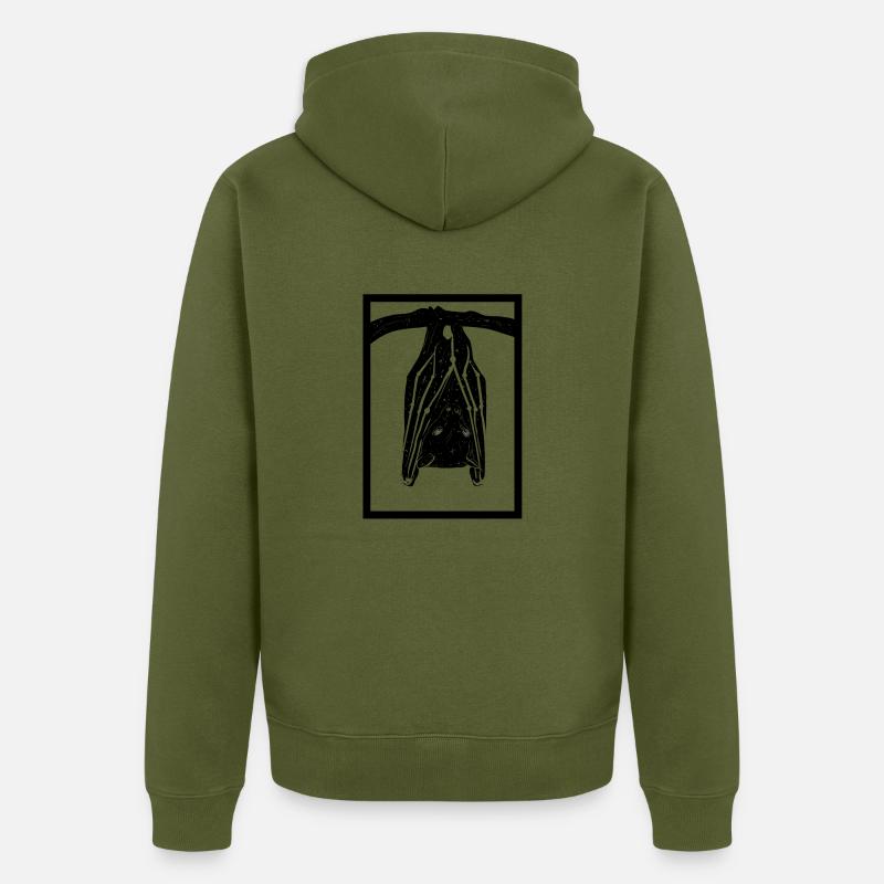 Chauve-souris suspendue - Veste à capuche bio Premium Unisexe - kaki