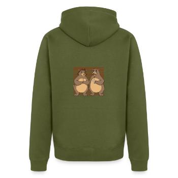 Caricature d'ours brun amoureux amour - Veste à capuche bio Premium Unisexe - kaki - Dos - Nico (187cm)