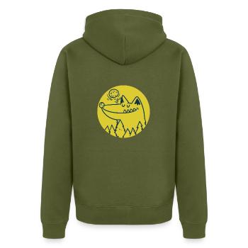 Wolf Cartoon Comic Rudel Beute Geschenk Idee Wild - Unisex Premium Bio Zip Hoodie - Khaki - Hinten - Nico (187cm)