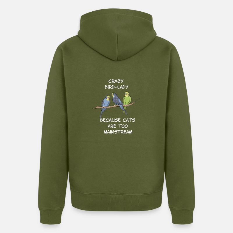 Perruche perruche oiseau - Veste à capuche bio Premium Unisexe - kaki