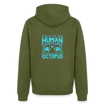 Human Octopus - Unisex Premium Bio Zip Hoodie - Khaki - Hinten - Nico (187cm)