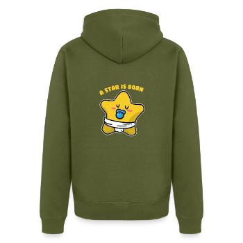 Stern Baby Leuchtend Geboren Himmel Wolken Geburt - Unisex Premium Bio Zip Hoodie - Khaki - Hinten - Nico (187cm)