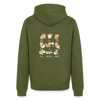 Eichhörnchen - Emotionen - Eichkätzchen - Geschenk - Unisex Premium Bio Zip Hoodie - Khaki - Hinten - Nico (187cm)
