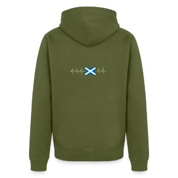 Scotland Hearbeat cadeau du jour du tartan écossais - Veste à capuche bio Premium Unisexe - kaki - Dos - Nico (187cm)