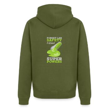 Oubliez la sécurité en laboratoire Je veux un cadeau de super pouvoirs - Veste à capuche bio Premium Unisexe - kaki - Dos - Nico (187cm)