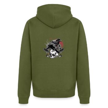 Hugin et Munin cadeau corbeaux de mythologie nordique - Veste à capuche bio Premium Unisexe - kaki - Dos - Nico (187cm)