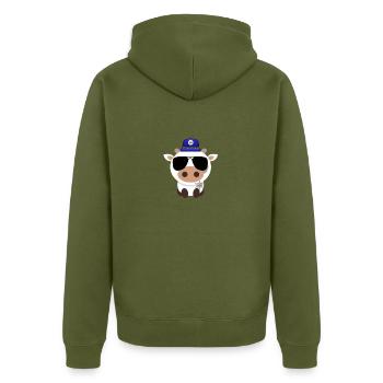 Polizei Kuh Sheriff Kuh Polizei-Tiere Cops - Unisex Premium Bio Zip Hoodie - Khaki - Hinten - Nico (187cm)