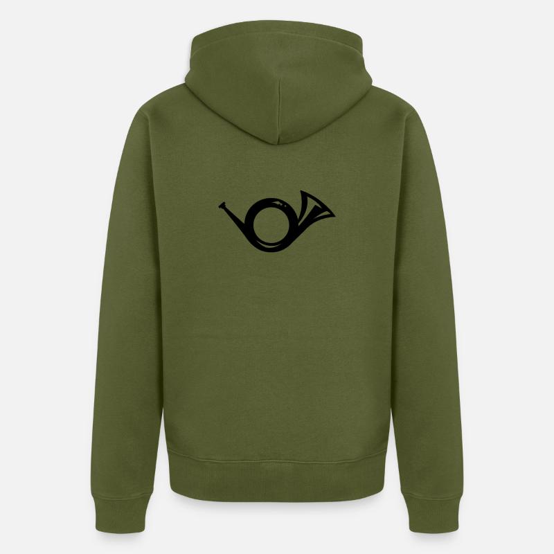 Posthorn Post Briefträger Postbote Horn Geschenk - Unisex Premium Bio Zip Hoodie - Khaki