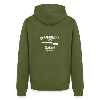 Safari Rhodésie Communiste 1979 - Veste à capuche bio Premium Unisexe - kaki - Dos - Nico (187cm)