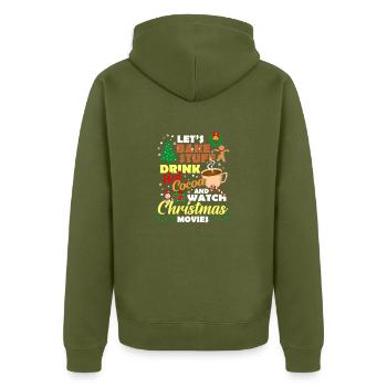 Christmas Cocoa Hot Chocolate Hot Chocolate - Unisex Premium Organic Zip Hoodie - khaki - Back - Nico (187cm)