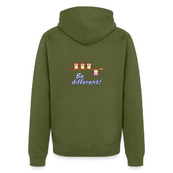 Funny Be Different Eagle Owl Owl Bird Funny Owl - Unisex Premium Organic Zip Hoodie - khaki - Back - Nico (187cm)