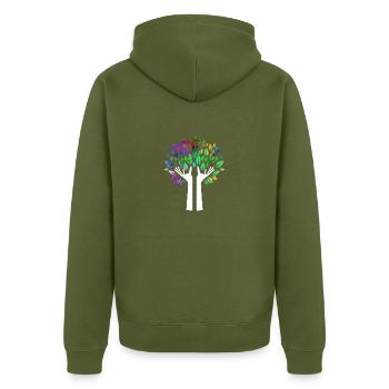 Hands tree psychedelic - Unisex Premium Organic Zip Hoodie - khaki - Back - Nico (187cm)