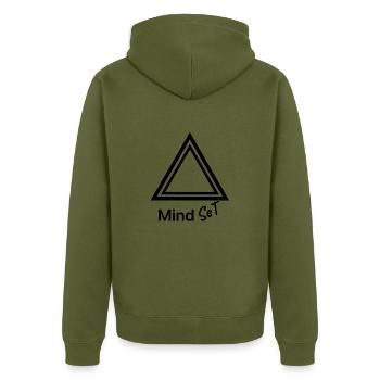 mindset état positivité - Veste à capuche bio Premium Unisexe - kaki - Dos - Nico (187cm)