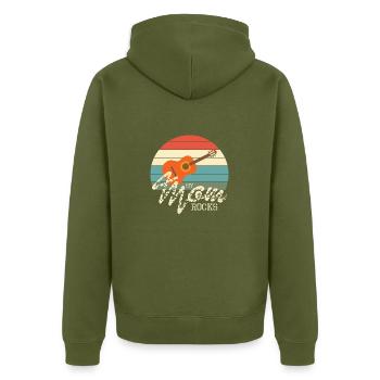 Guitar Design - My Mom Rocks - Unisex Premium Organic Zip Hoodie - khaki - Back - Nico (187cm)