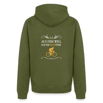 Rentner Radfahren Fahrrad Ruhestand Rennrad Spruch - Unisex Premium Bio Zip Hoodie - Khaki - Hinten - Nico (187cm)