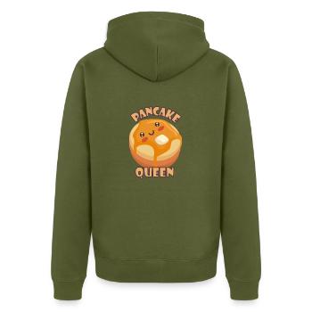 Kawaii pancake queen pancake queen breakfast - Unisex Premium Organic Zip Hoodie - khaki - Back - Nico (187cm)