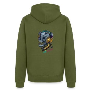 Tête de mort Rocker Club Musique Band Skull Écouteurs - Veste à capuche bio Premium Unisexe - kaki - Dos - Nico (187cm)