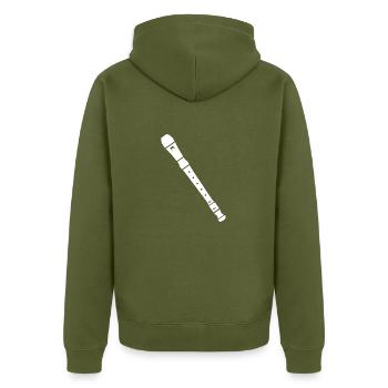 Flöte - Unisex Premium Bio Zip Hoodie - Khaki - Hinten - Nico (187cm)