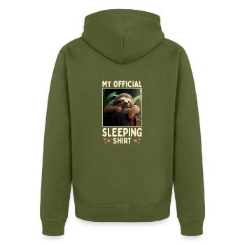 Paresseuse ma chemise de couchage officielle pyjama sommeil - Veste à capuche bio Premium Unisexe - kaki - Dos - Nico (187cm)