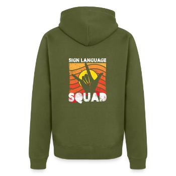 sign language squad Design for a sign language - Unisex Premium Organic Zip Hoodie - khaki - Back - Nico (187cm)