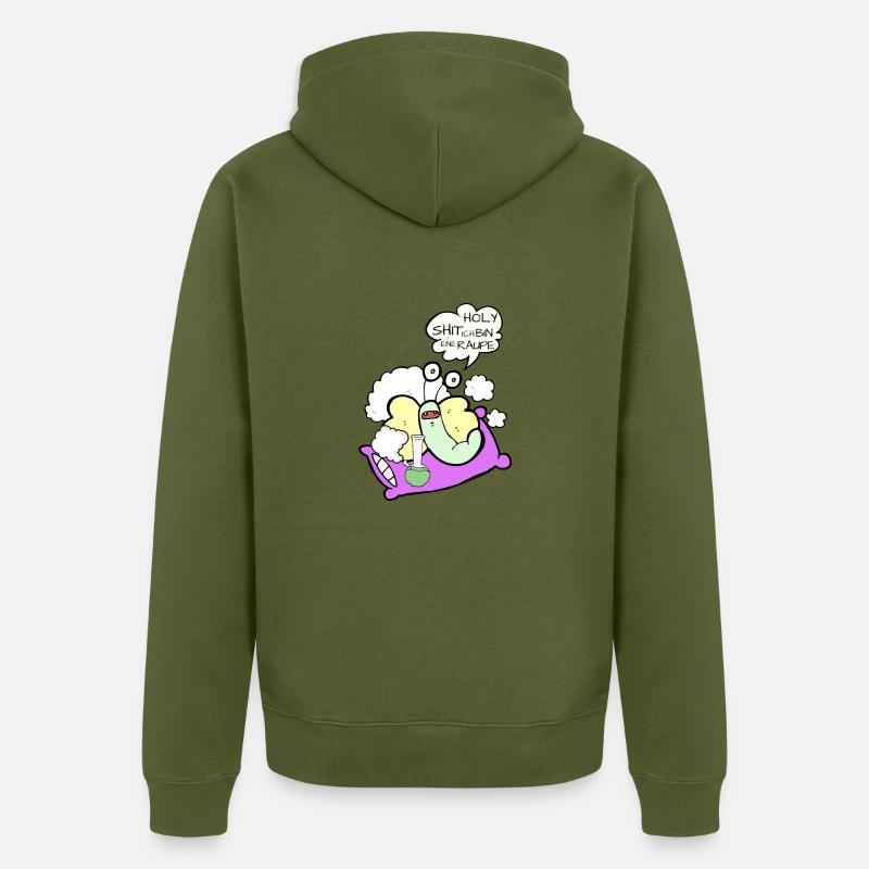Holy Shit je suis une chenille BD F084 - Veste à capuche bio Premium Unisexe - kaki