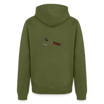 magnifying glass - Unisex Premium Organic Zip Hoodie - khaki - Back - Nico (187cm)