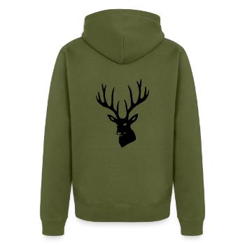 cerf ramure wapiti bois de cerf forêt animaux - Veste à capuche bio Premium Unisexe - kaki - Dos - Nico (187cm)