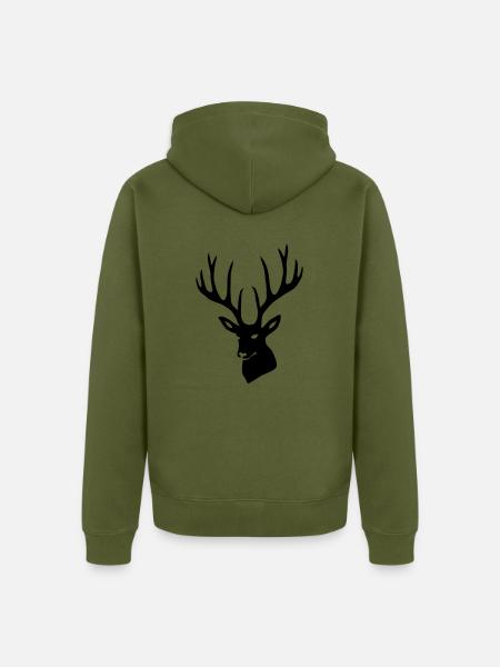 Hirsch Geweih Hirschgeweih Hirschkopf - Unisex Premium Bio Zip Hoodie - Khaki