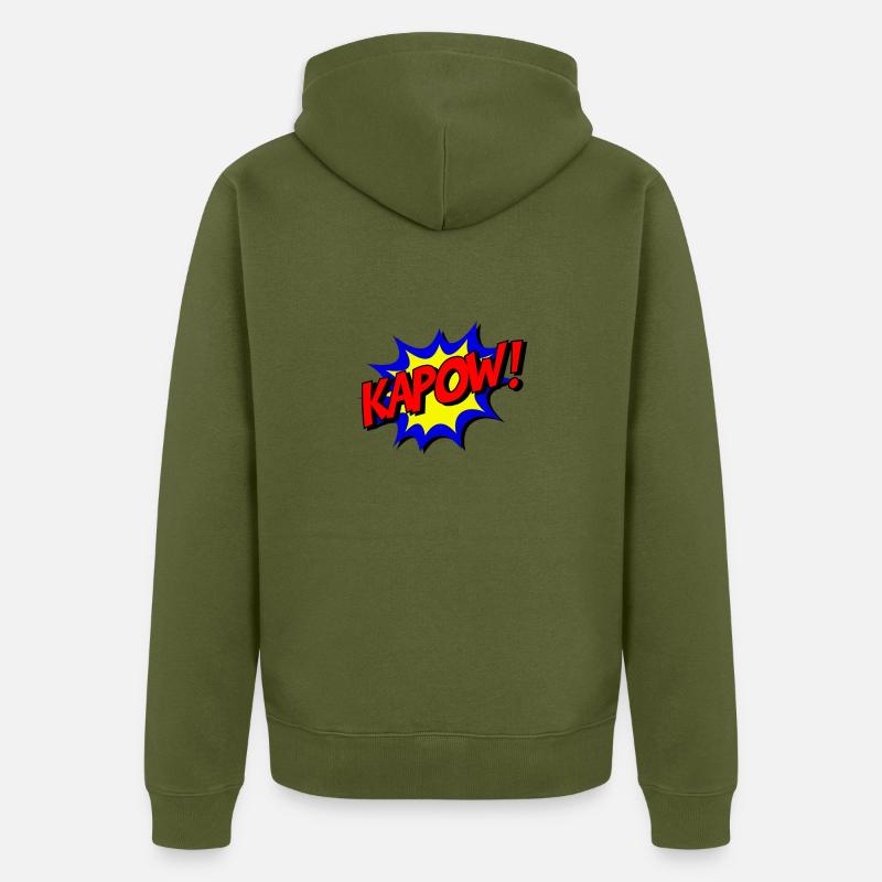 Comic "KAPOW!" - Veste à capuche bio Premium Unisexe - kaki