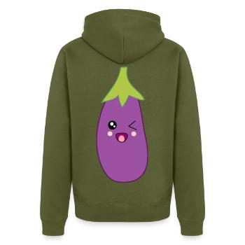 Aubergine Légumes végétaliens - Veste à capuche bio Premium Unisexe - kaki - Dos - Nico (187cm)