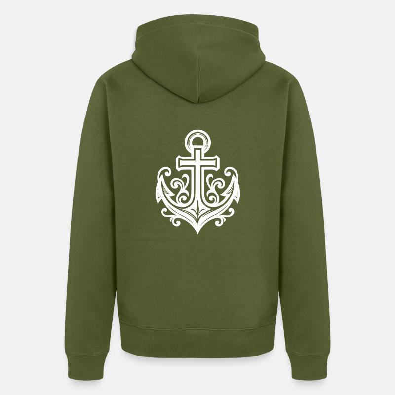 Ancre Symbole Croix - Veste à capuche bio Premium Unisexe - kaki