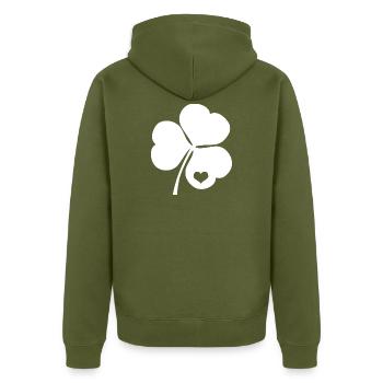 Trèfle irlandais avec coeur - Veste à capuche bio Premium Unisexe - kaki - Dos - Nico (187cm)