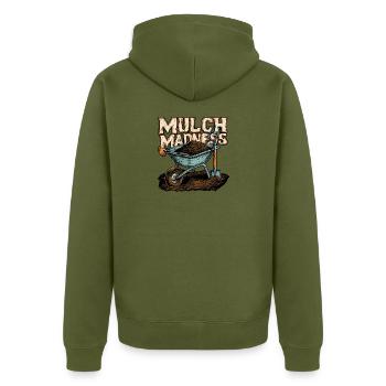 Männer-Mulch-Wahnsinn Lustiger Gartenkompost - Unisex Premium Bio Zip Hoodie - Khaki - Hinten - Nico (187cm)