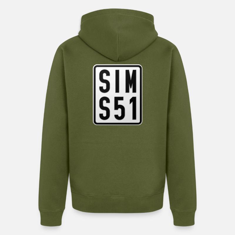 Simson S51 Moped Kennzeichen - Unisex Premium Bio Zip Hoodie - Khaki
