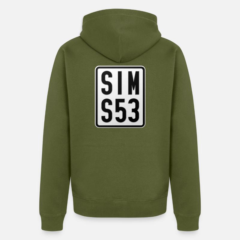 Simson S53 Moped Kennzeichen - Unisex Premium Bio Zip Hoodie - Khaki